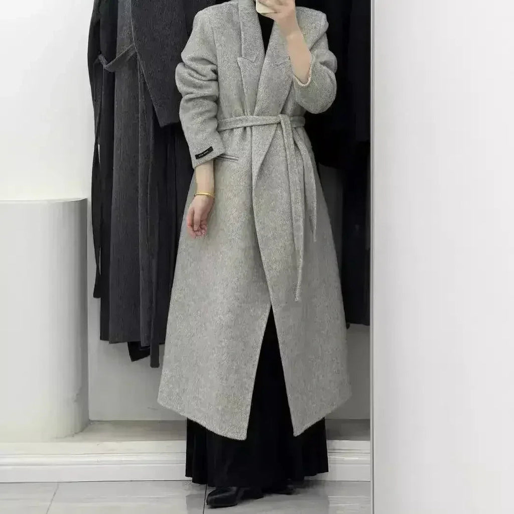 Angora Red Women's Loose Double-Sided Wool Overcoat – Elegant & Cozy