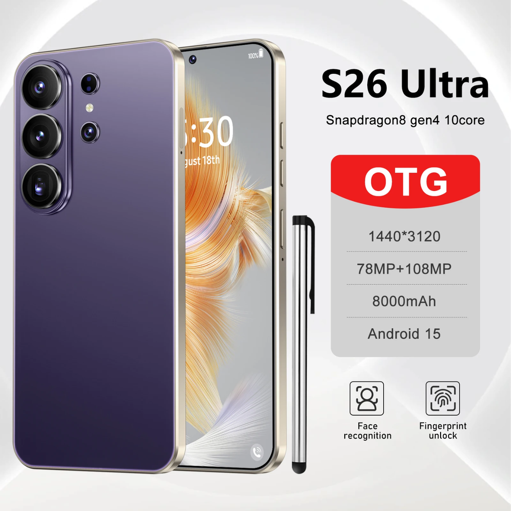S26 Ultra 7 pulgadas 16GB+1TB Smartphone original 5G HD con CPU Decacore desbloqueado Doble tarjeta Nuevo teléfono móvil