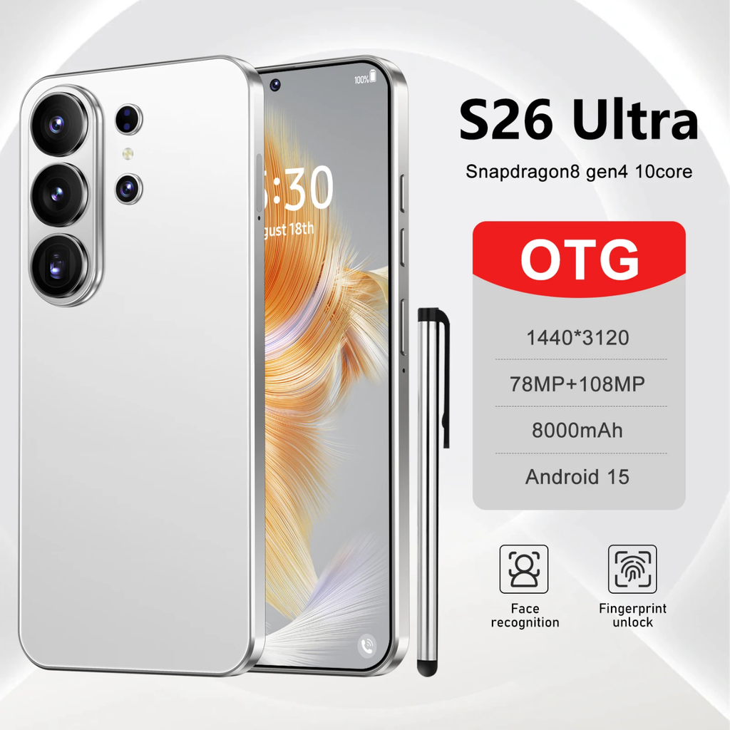 S26 Ultra 7 pulgadas 16GB+1TB Smartphone original 5G HD con CPU Decacore desbloqueado Doble tarjeta Nuevo teléfono móvil