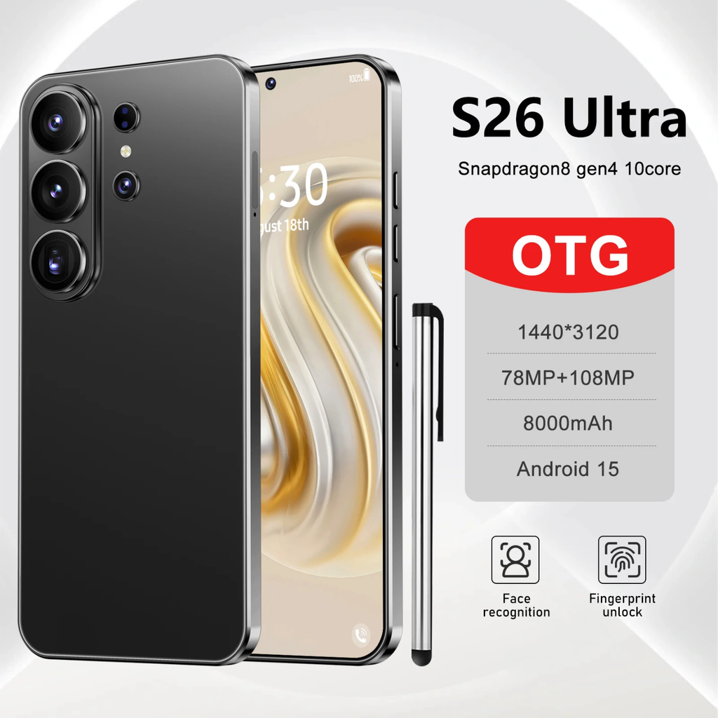 S26 Ultra 7 pulgadas 16GB+1TB Smartphone original 5G HD con CPU Decacore desbloqueado Doble tarjeta Nuevo teléfono móvil