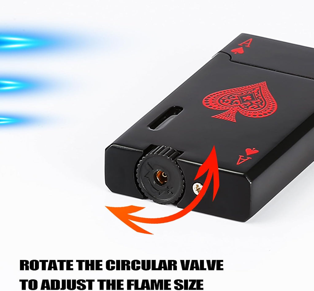 Ace Classic Encendedor de Antorcha de Butano, Encendedor de Tarjeta Recargable con Doble Llama de Chorro y Ventana Visible, Regalo Ideal para Hombres y Mujeres, Sin Butano (Negro+Blanco)