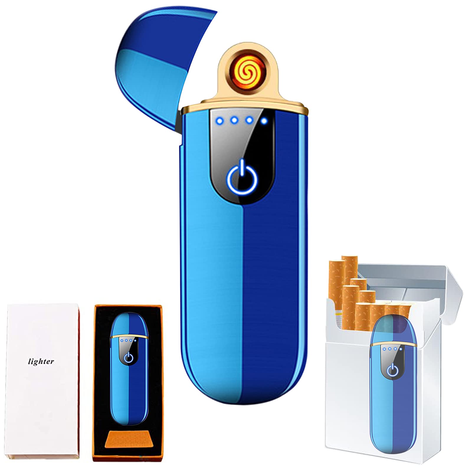 Dragon Smart Encendedor electrónico – Mini USB recargable, resistente al viento, sin llama, encendedor de plasma de encendido táctil con indicador de encendido