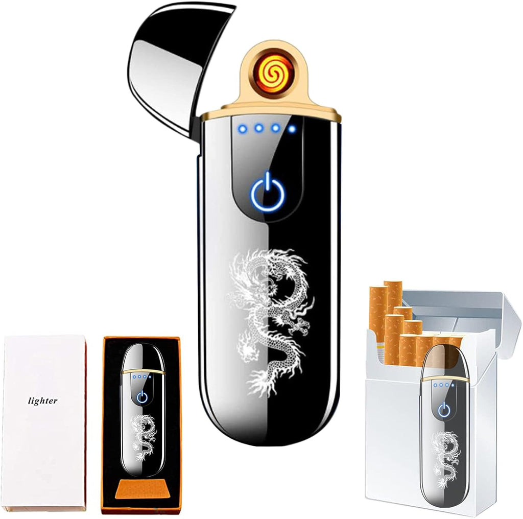 Dragon Smart Encendedor electrónico – Mini USB recargable, resistente al viento, sin llama, encendedor de plasma de encendido táctil con indicador de encendido