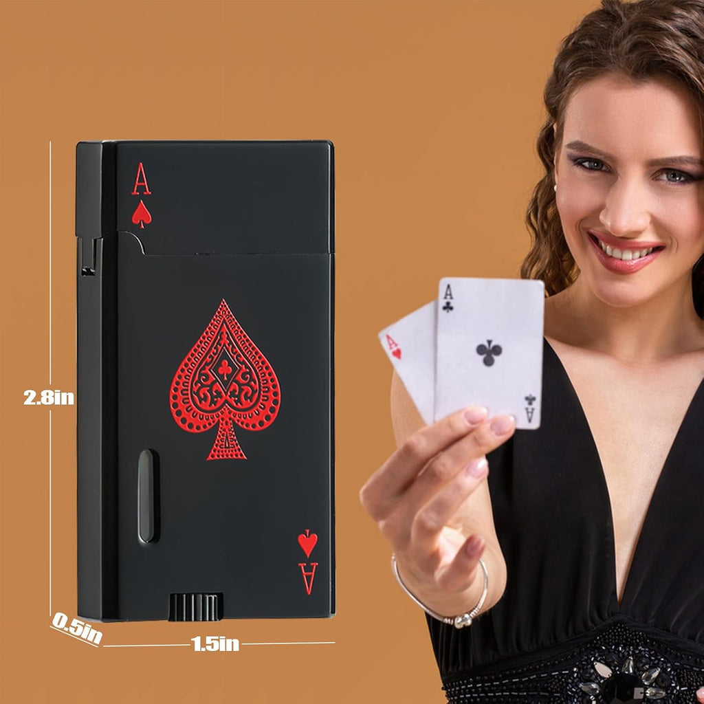 Ace Classic Encendedor de Antorcha de Butano, Encendedor de Tarjeta Recargable con Doble Llama de Chorro y Ventana Visible, Regalo Ideal para Hombres y Mujeres, Sin Butano (Negro+Blanco)