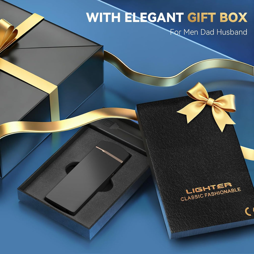 Coquimbo Regalos para el Día del Padre, para hombres, él, esposo, de hija, hijo, esposa, encendedor eléctrico recargable por USB, resistente al viento, sin llama, encendedores de plasma de doble arco para velas de incienso y campamento (negro)