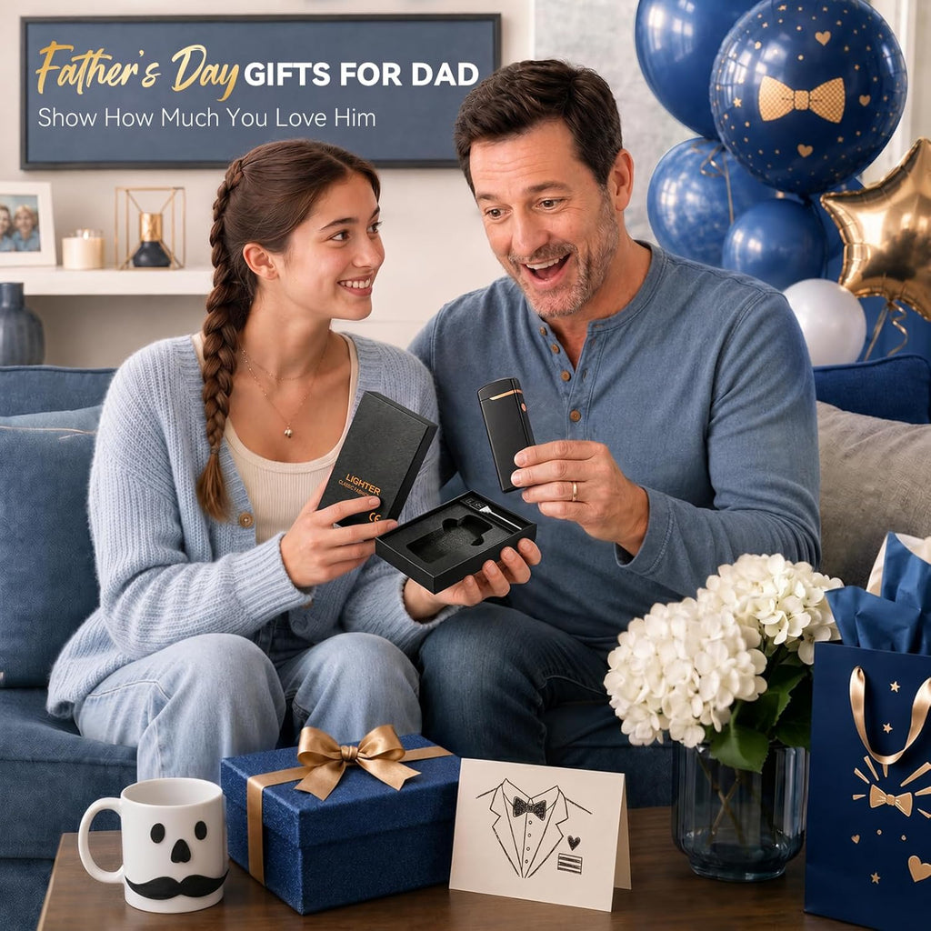 Coquimbo Regalos para el Día del Padre, para hombres, él, esposo, de hija, hijo, esposa, encendedor eléctrico recargable por USB, resistente al viento, sin llama, encendedores de plasma de doble arco para velas de incienso y campamento (negro)