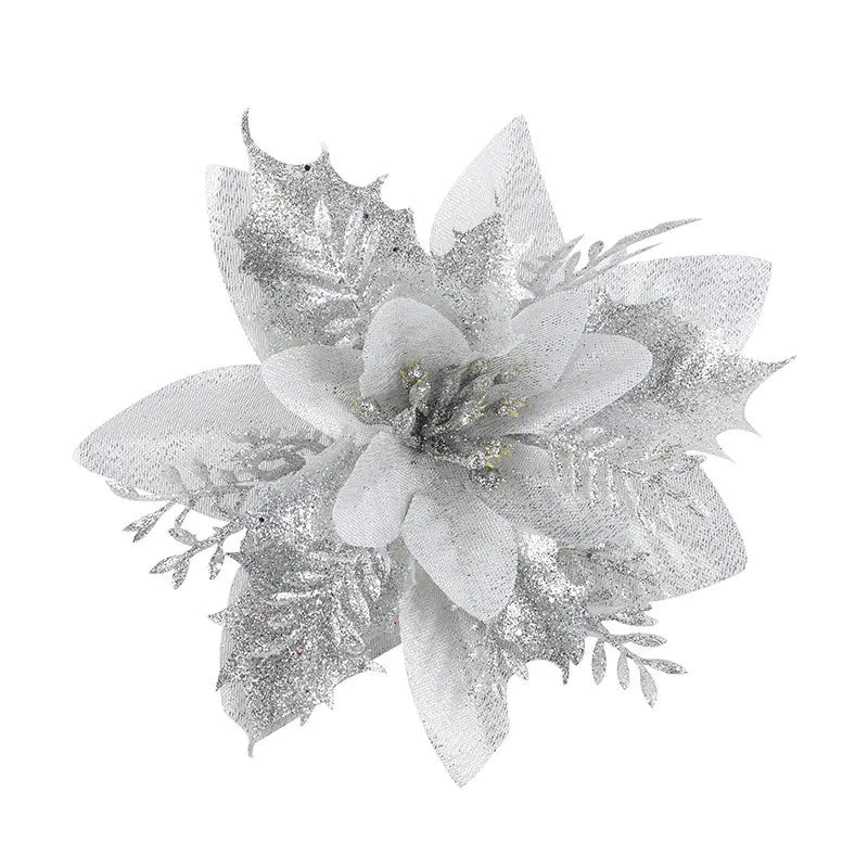 15CM Christmas Gold Glitter Hollow 3D Flower DIY Decor