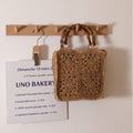 Bamboo Handle Straw Bag Paper String Square Crocheted Women Bag Fresh Casual Woven Bag Beach Bag