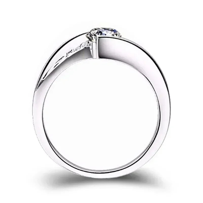 2024 Cute Female Small Round Zircon Stone Ring Vintage Silver Color Wedding Jewelry Promise Crystal Engagement Rings For Women