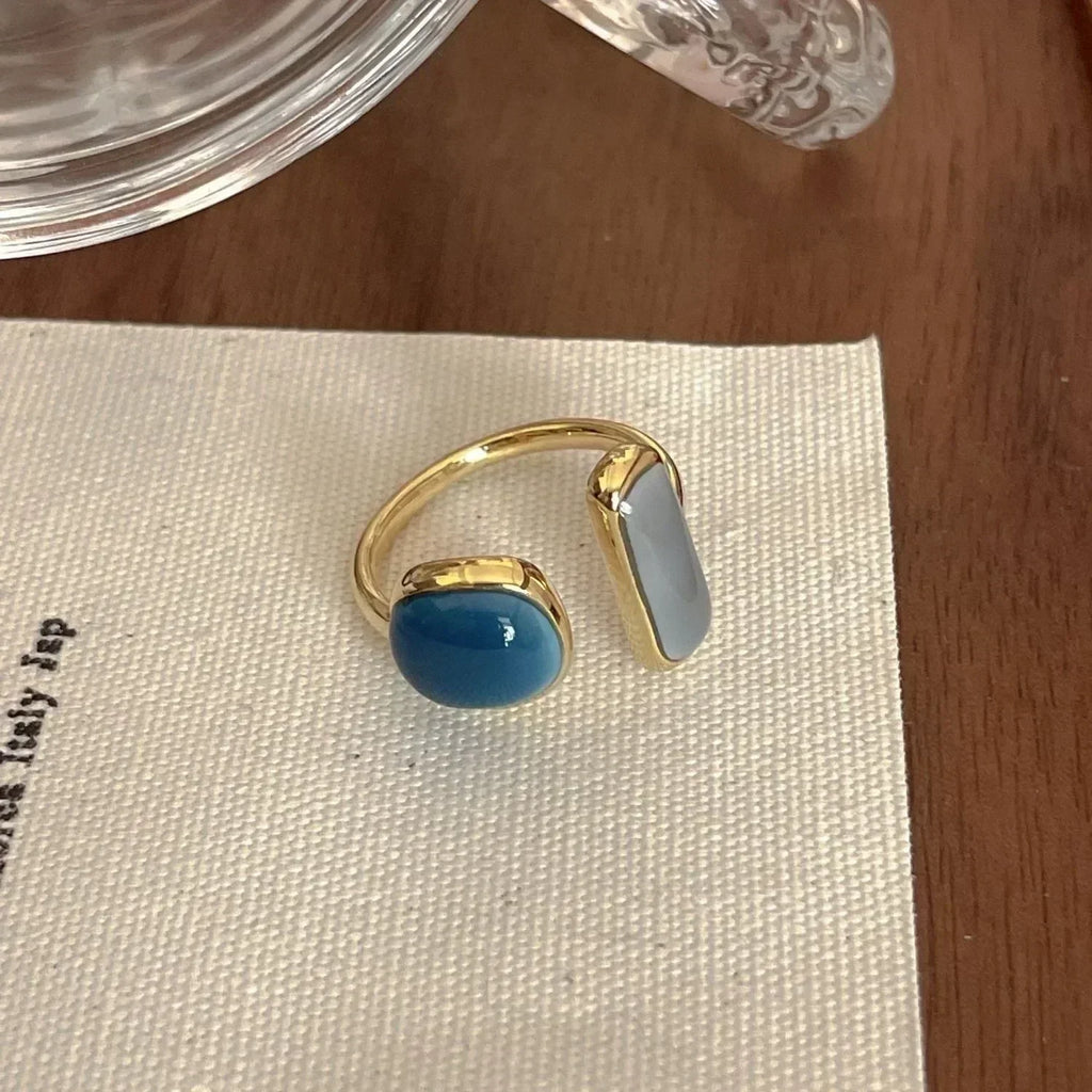 Vintage White Enamel Metal Irregular Shape Geometric Open Adjustable Ring for Women Girl Jewelry Birthday Gifts Anillo Hombre