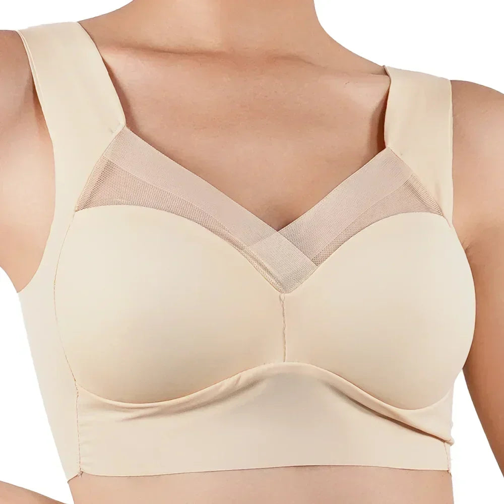 1pc Womens Ice Silk Minimizer Bras Large Size Underwear Seamless Lingerie Push Up Sport Thin Cup Sexy Mesh Yarn Bra for Women