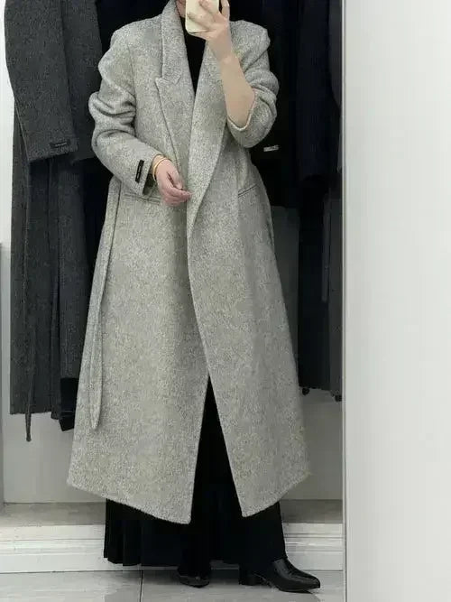 Angora Red Women's Loose Double-Sided Wool Overcoat – Elegant & Cozy