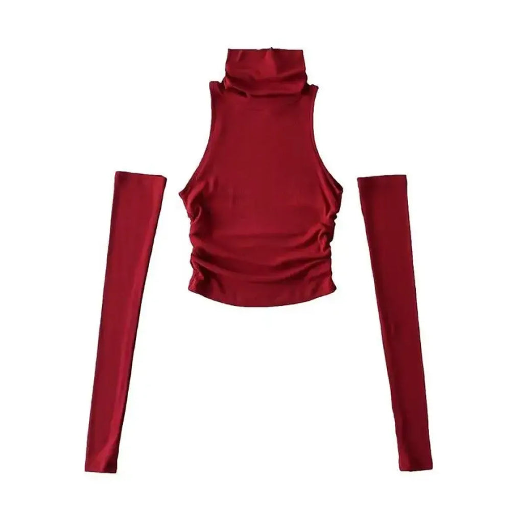 Bold Cutout Turtleneck Crop Top