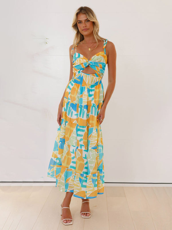 Beach holiday long dress sexy hot girl suspender dress
