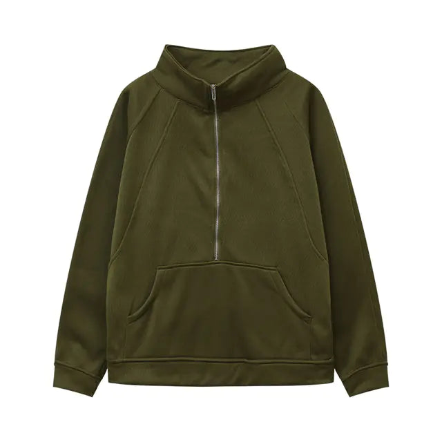 Autumn/Winter Women's Plush Half Zipper Sweatshirt