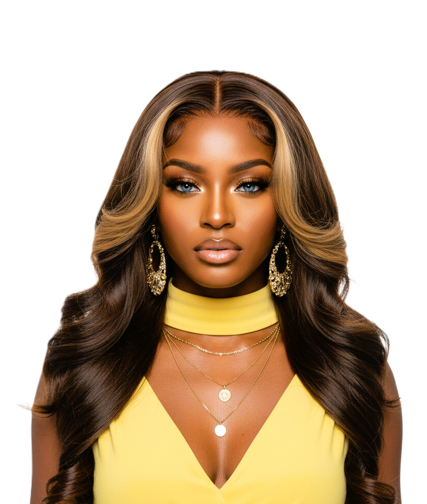 Brown Highlight 24' Transparent Luxurious Glueless HD Lace Frontal Body Wave Wig Salon-Quality Lace Closure Human Hair | Zernabella